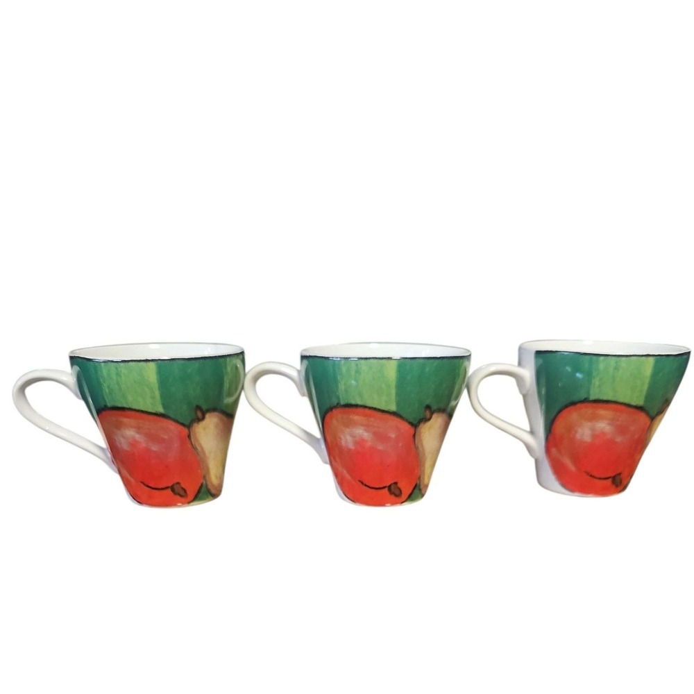 VTG 1992 Misono Tuscany Coffee Mugs Set of 3 Apple‎ Design Dishwasher Oven Safe